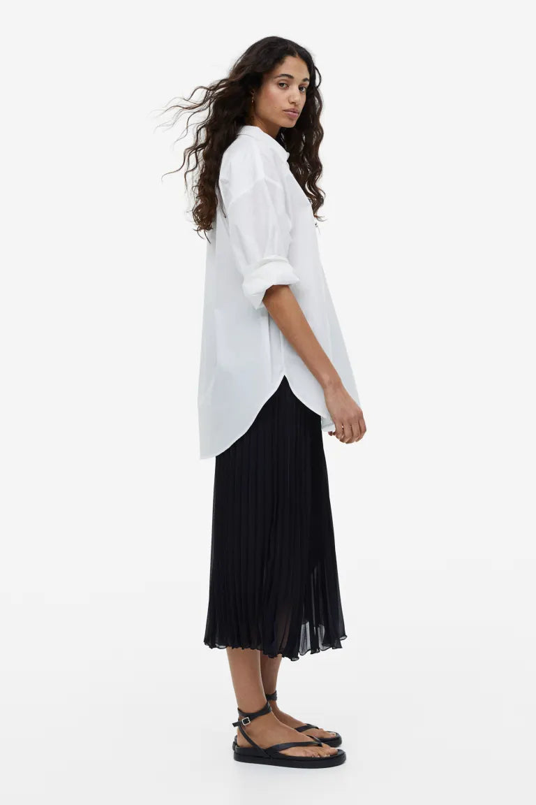 H&M pleated chiffon skirt, navy blue