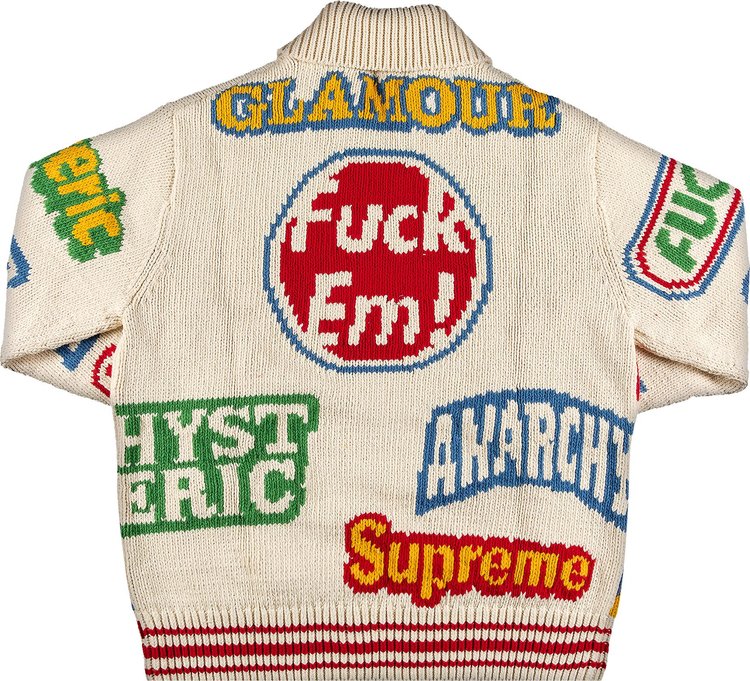 Supreme x Hysteric Glamor Logos Zip Up Sweater 'Natural', cream