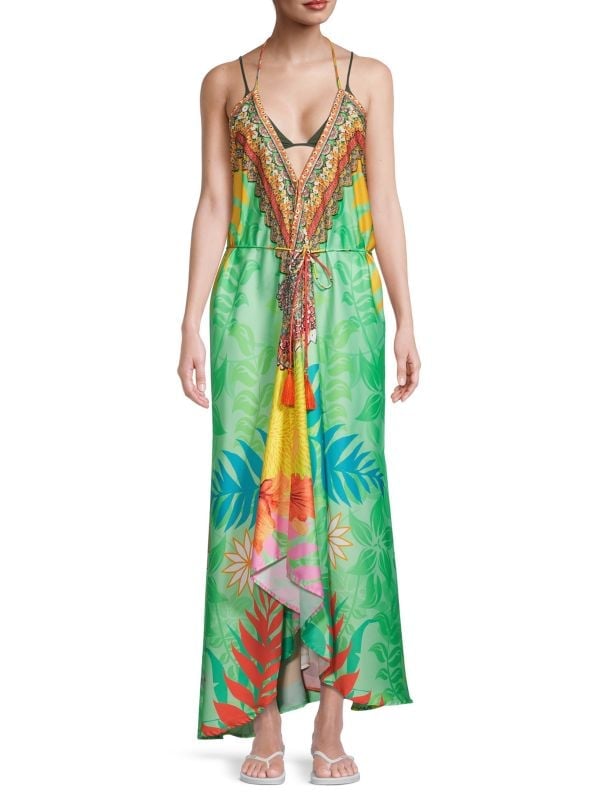 Ranee's Halter Neck Backless Maxi Dress, Green