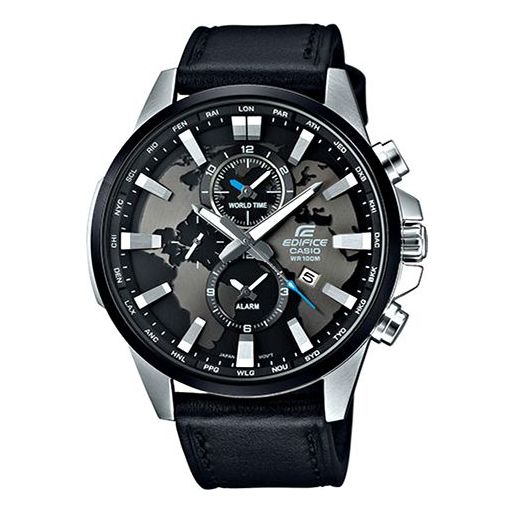 CASIO EDIFICE Watch Waterproof Stainless Steel Strap Quartz Sapphire Crystal Solar Powered Mens Black Analog, black