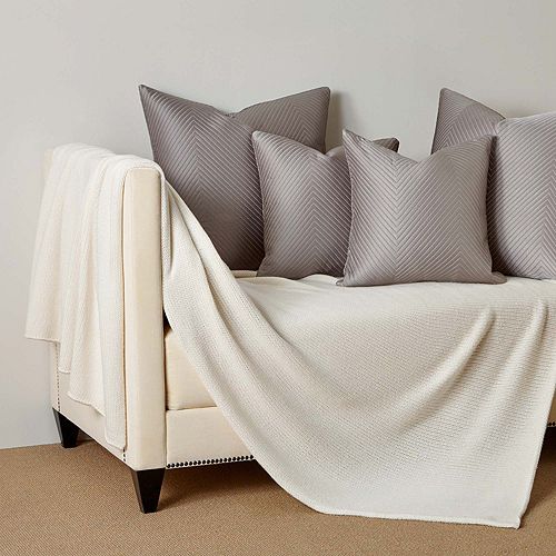 Luxury Herringbone Throw Pillow, 20" x 20" Frette, Gray