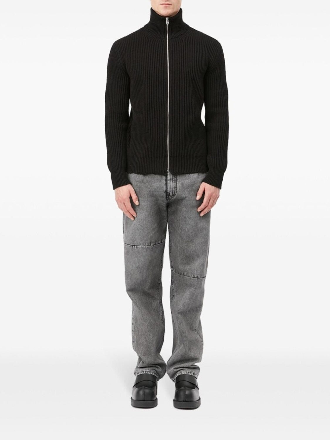 MM6 Maison Margiela Turtleneck Zip Cardigan Black