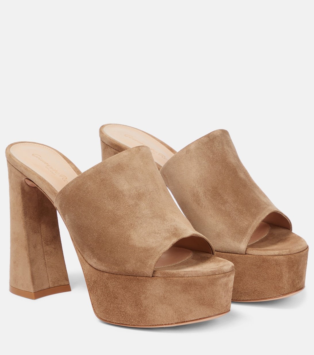 Holly platform suede mules Gianvito Rossi, brown