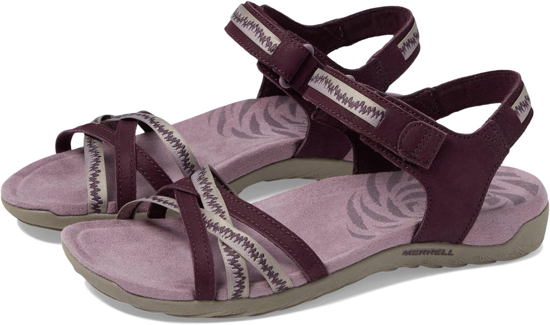 Terran 3 Cush Cross Merrell Sandals, Burgundy