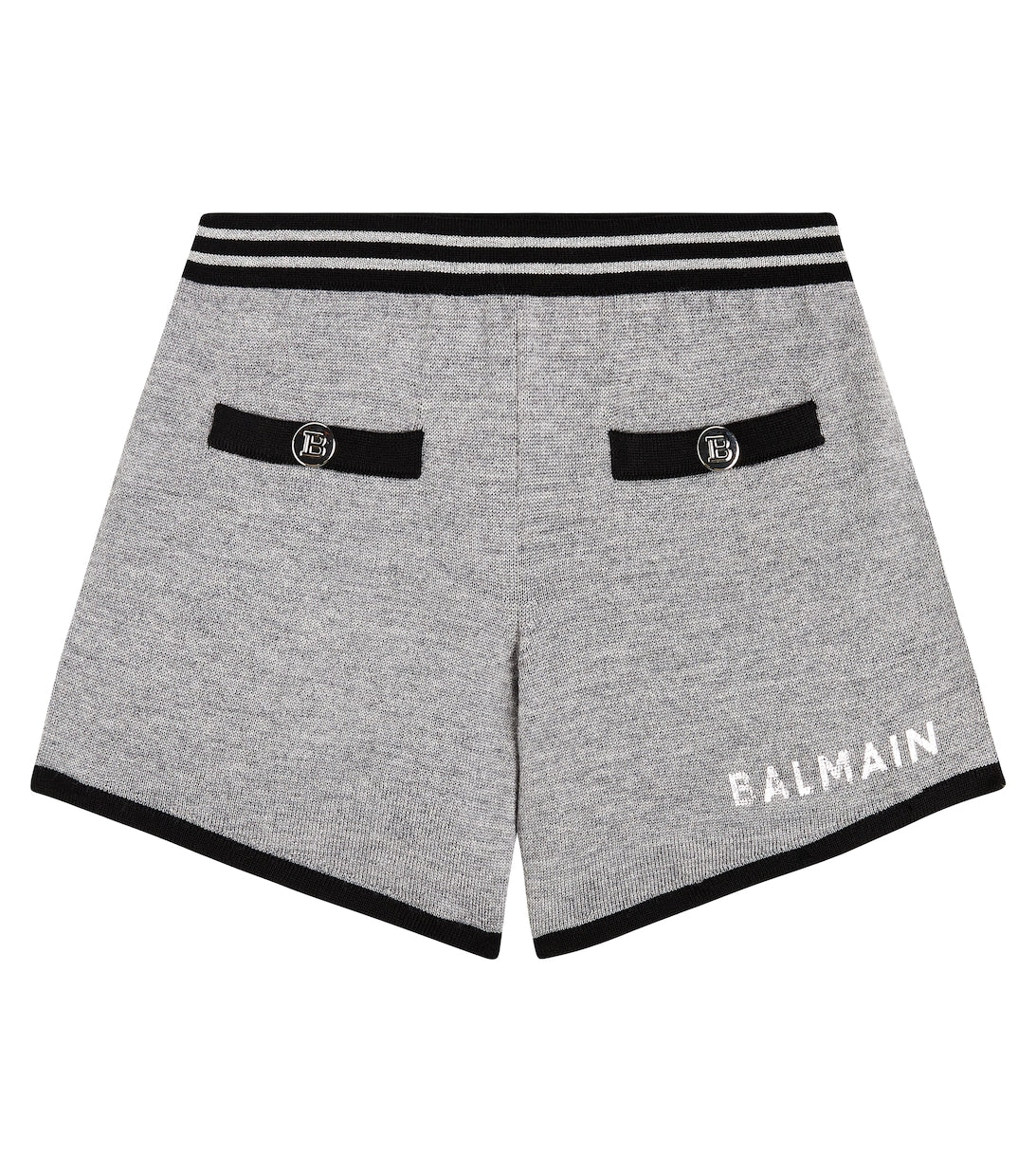 Wool shorts with Balmain logo, gray