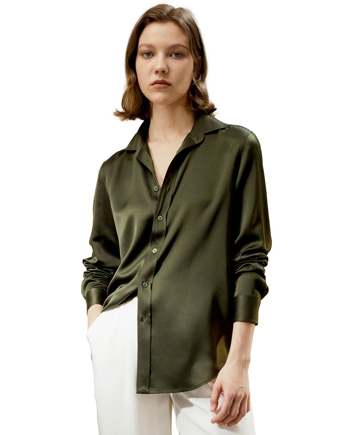 Women's custom silk button-down shirt LILYSILK