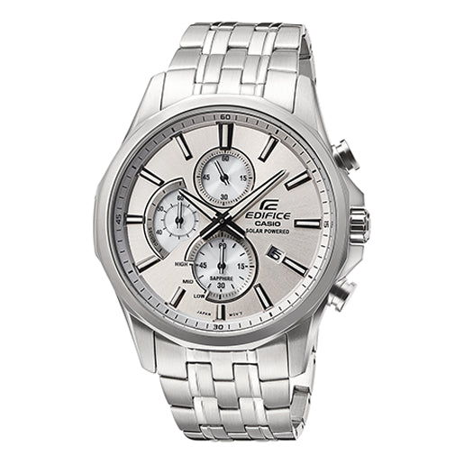 CASIO EDIFICE Series Vintage Classic Sports Stainless Steel Men's Quartz Waterproof Mens White Analog Watch, white