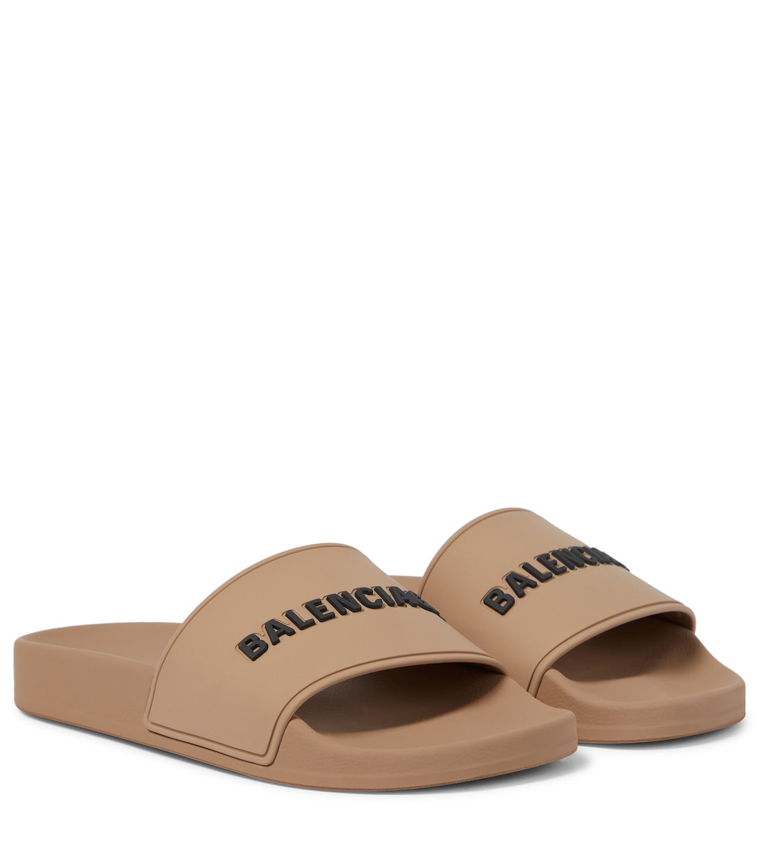 Balenciaga logo rubber slides, beige