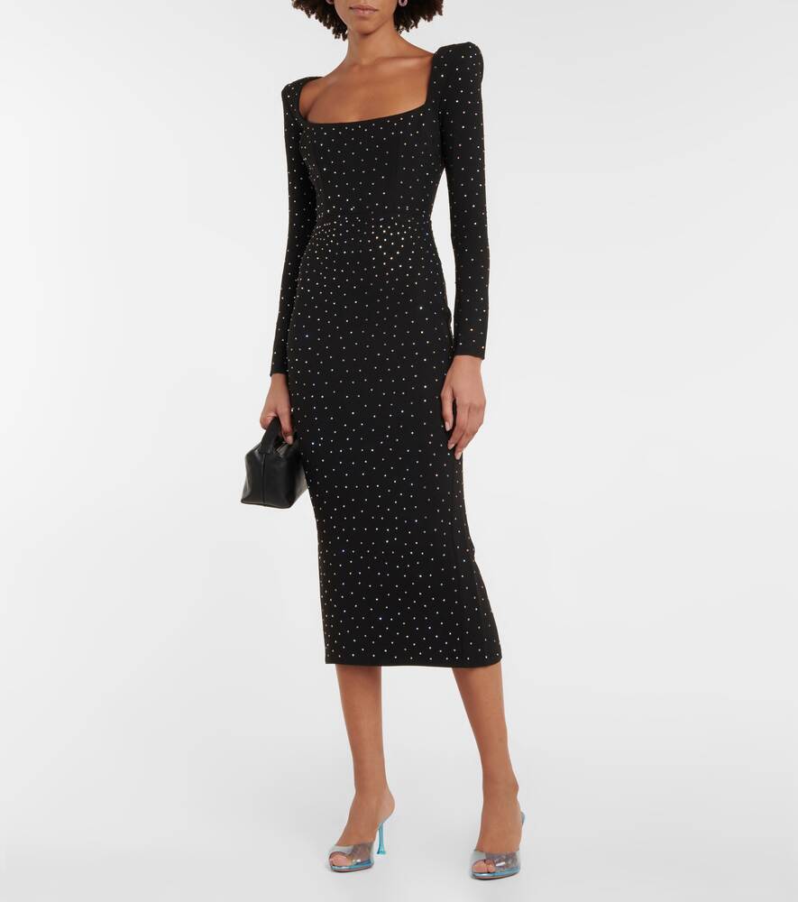 Tiernan crepe midi dress with ALEX PERRY embellishment, black