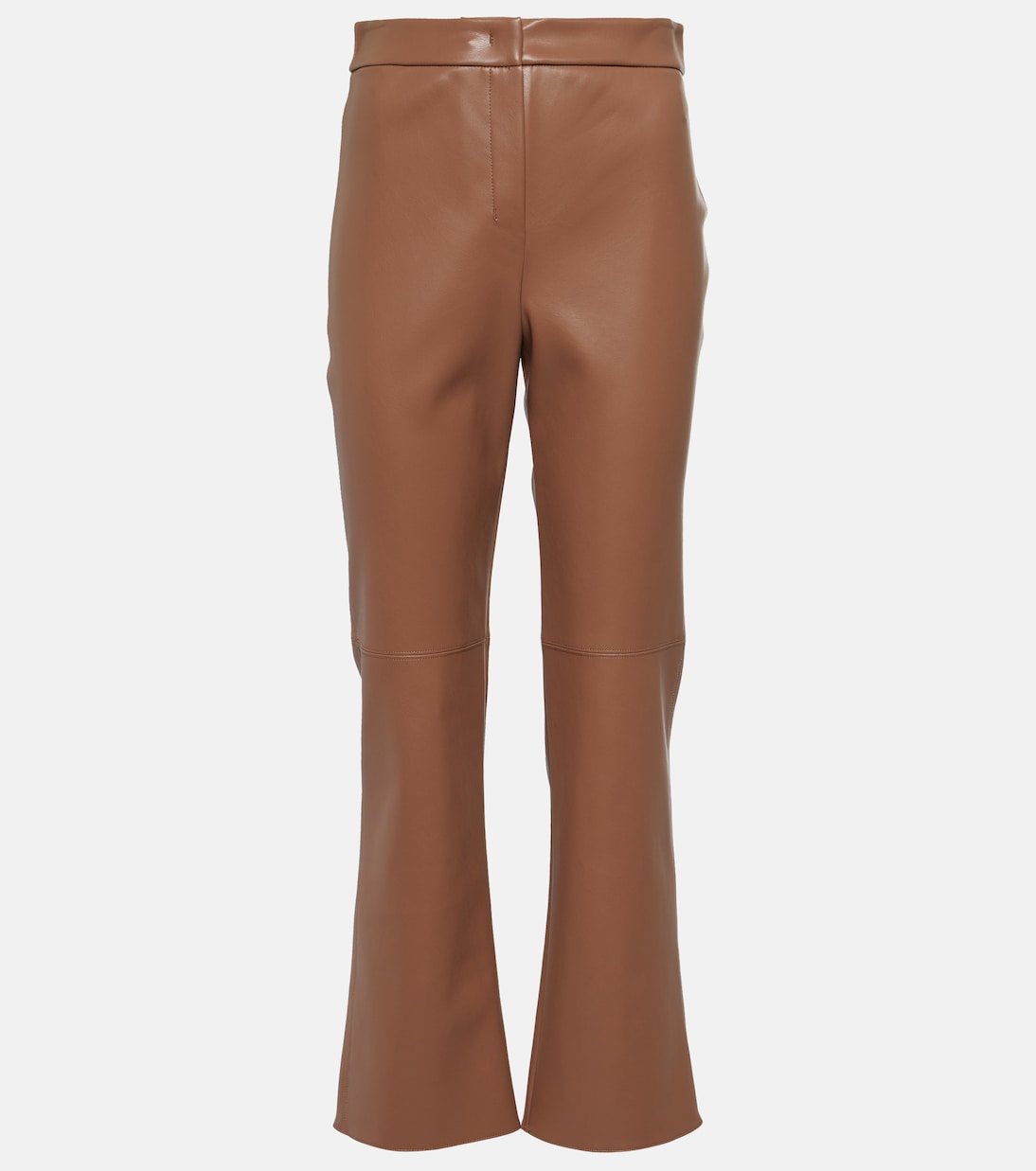 S Max Mara Gorgeous Faux Leather Flare Pants, Brown