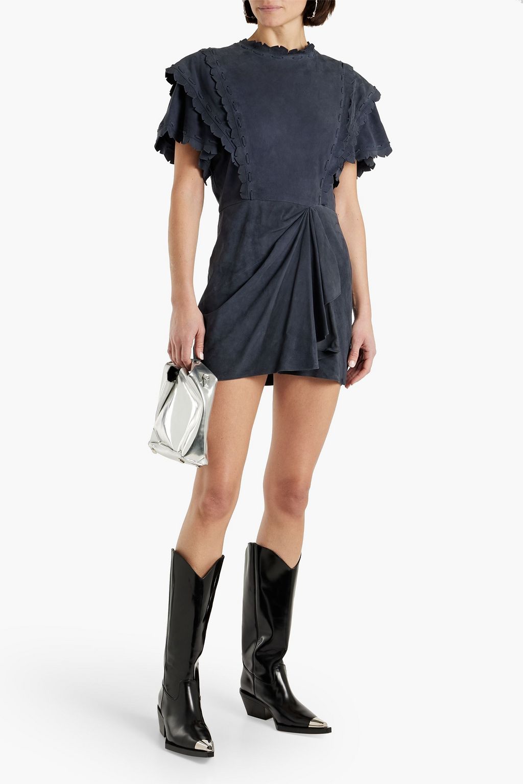 Aleati suede mini dress with scallops ISABEL MARANT, blue