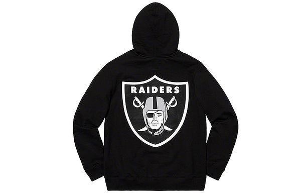 سويت شيرت Supreme SS19 x NFL Raiders 47 بغطاء رأس، أسود