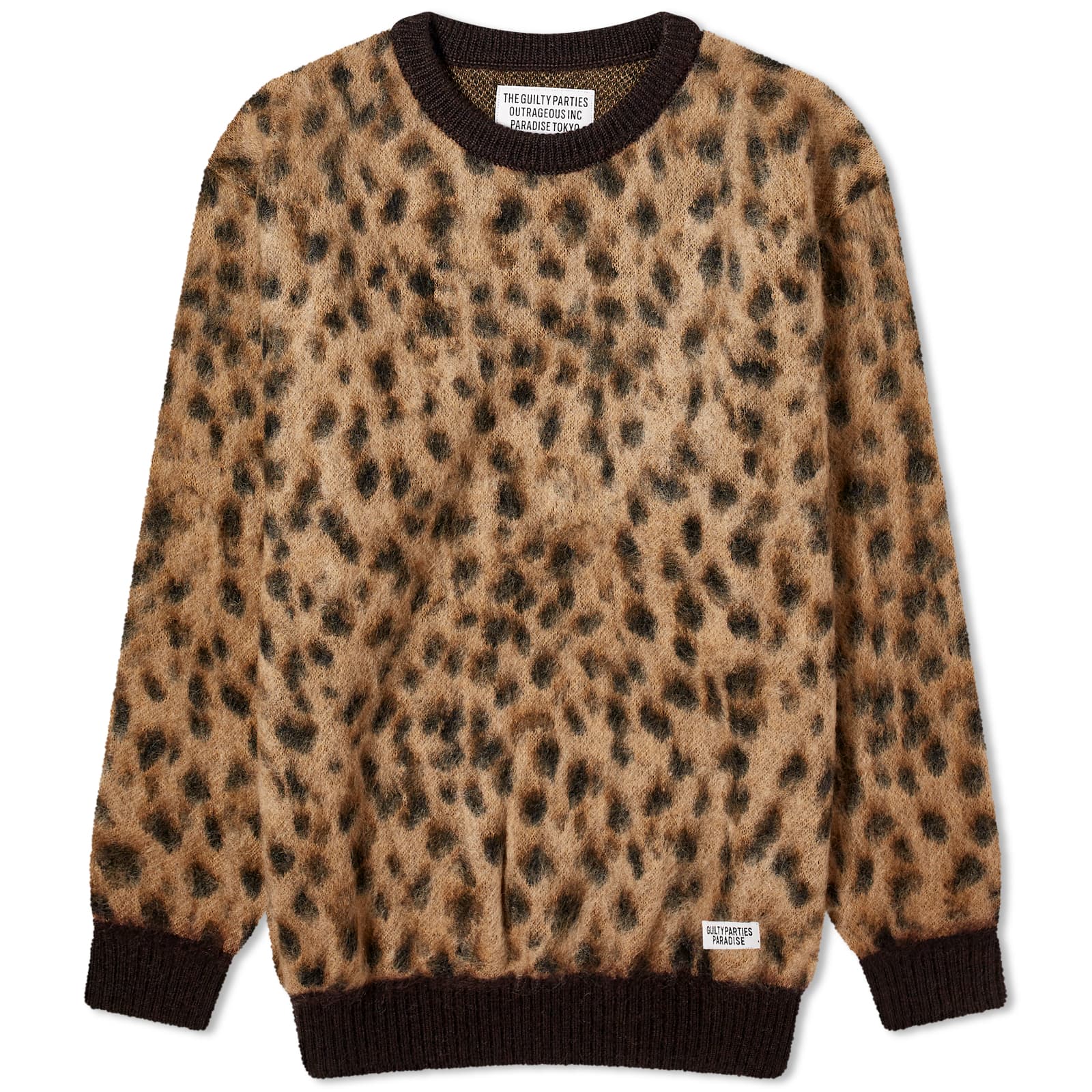 Wacko Maria Leopard Mohair Knitted jumper, beige