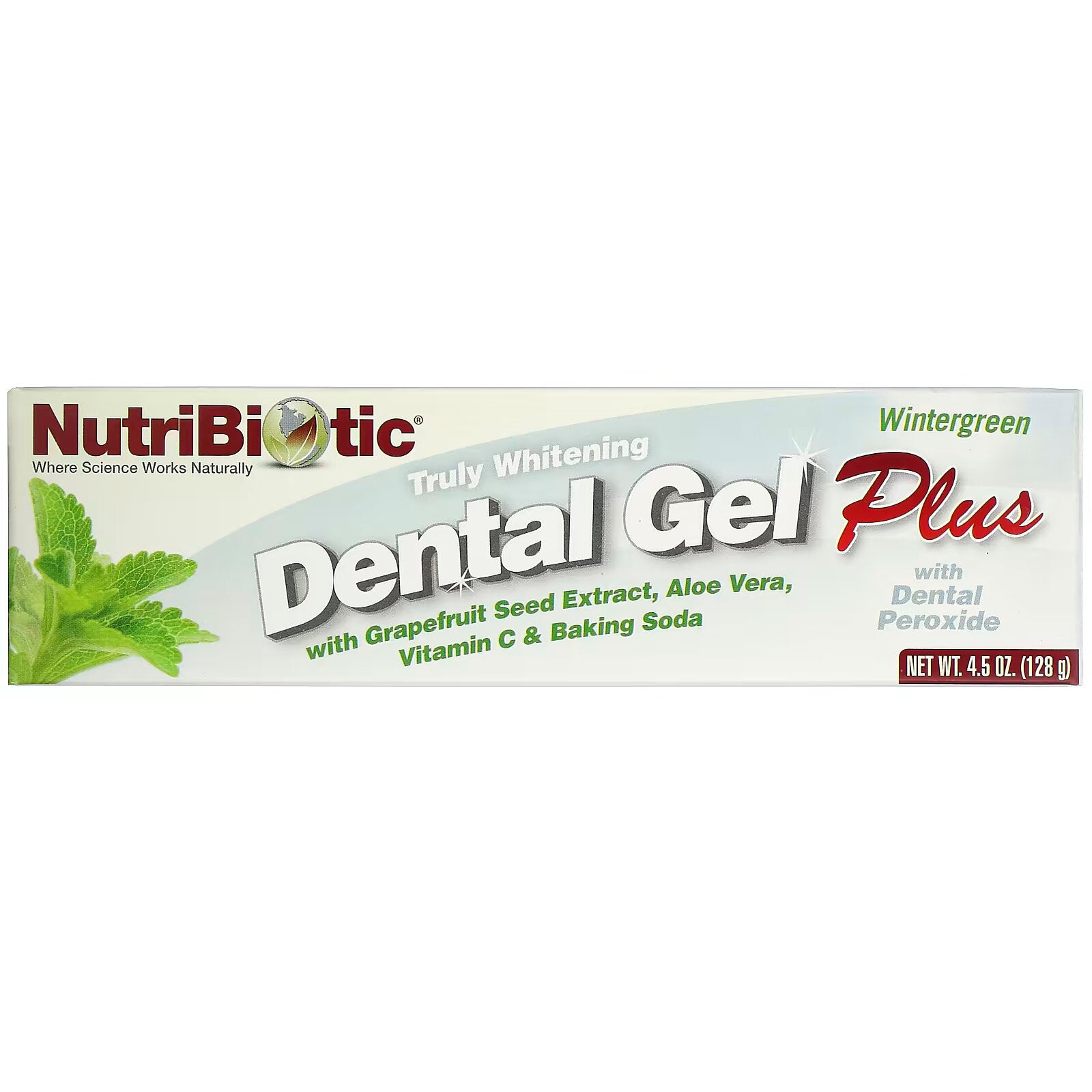 NutriBiotic, Dental Gel Plus, Teeth Whitening Gel, Wintergreen, 4.5 oz (128 g)