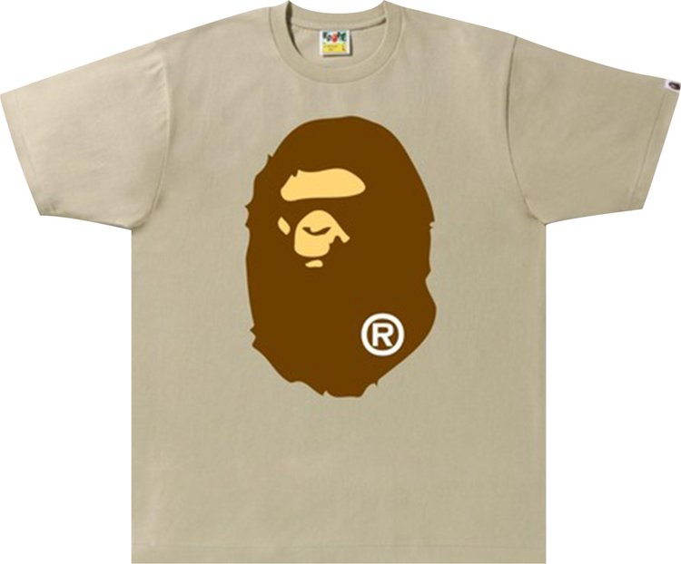 تي شيرت BAPE Big Ape Head باللون البيج، كريمي