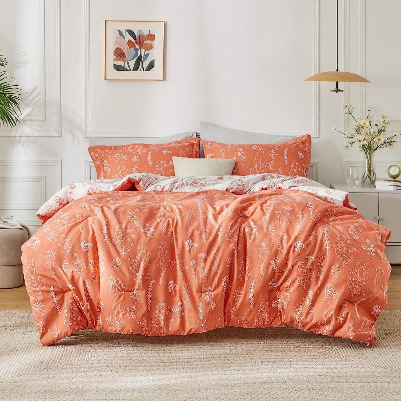 Bedsure King 3 Piece Bedding Set, Coral