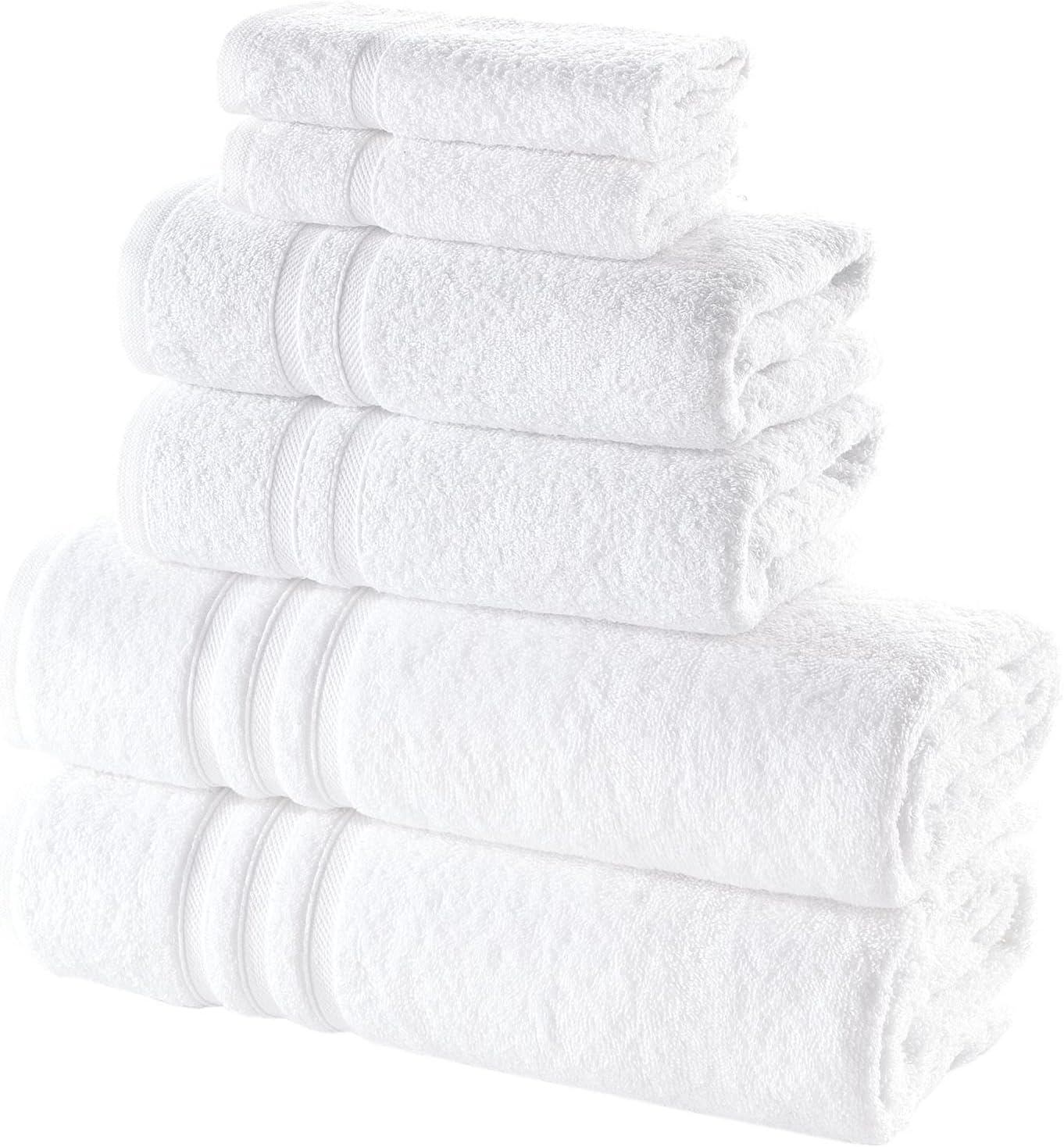 Set of Hammam Linen Original Turkish Cotton Soft towels, 6 pieces, white