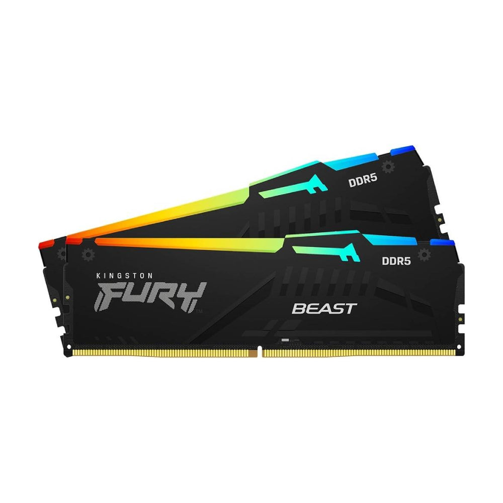 RAM Kingston Fury Beast RGB, 64 GB DDR5 (2x32 GB), 5200 MHz, KF552C40BBAK2-64, black