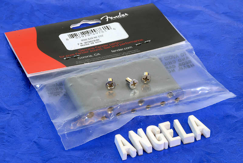 Fender USA Vintage Series Stratocaster Tremolo Bridge Block inspected, signed and dated 0019473049 Genuine Fender 001-9473-000 Steel Block