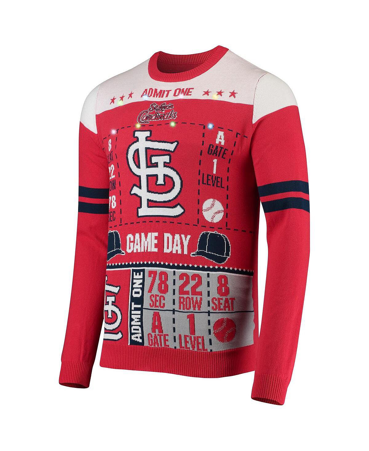 Men's red sweater st. louis cardinals ticket light-up ugly FOCO, red