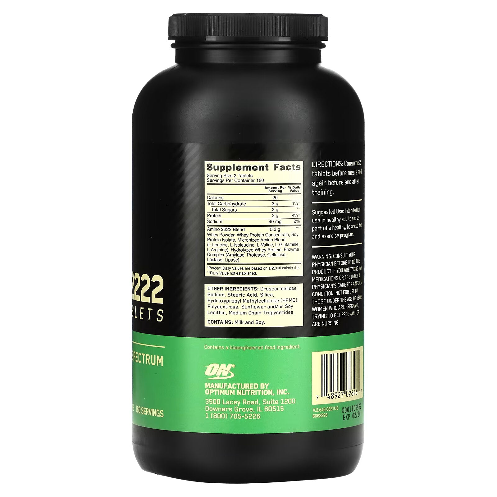 Optimum Nutrition, Superior Amino 2222 Tabs, 320 tablets