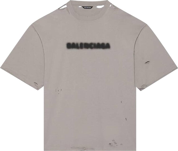 تي شيرت Balenciaga Blurry Wide Fit T-Shirt "Steel Grey/Black"، رمادي