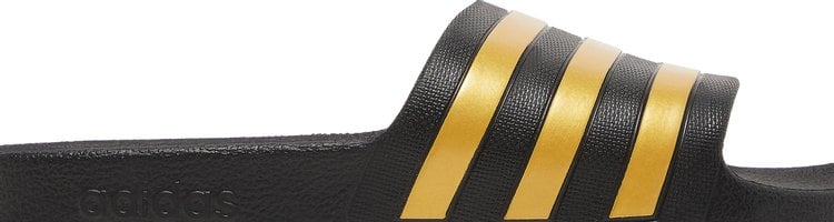 Adidas Adilette Aqua Slides 'Black Gold Metallic' Sandals, black