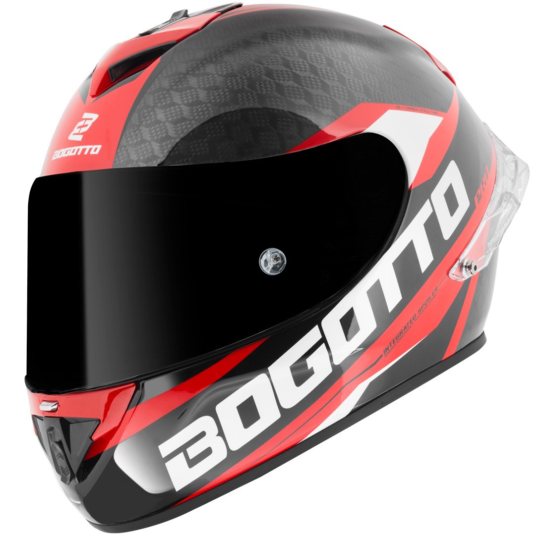 Bogotto FF104 SPN Carbon Helmet with Logo, Red/Black