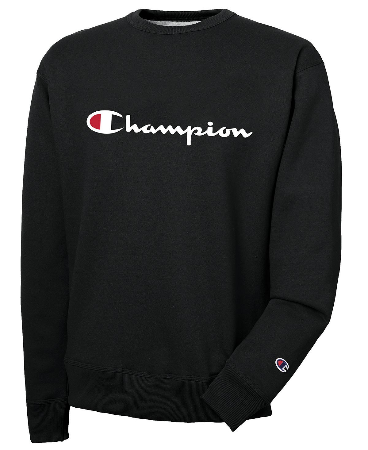 Men's Powerblend Fleece Hoodie with Champion Logo, Black