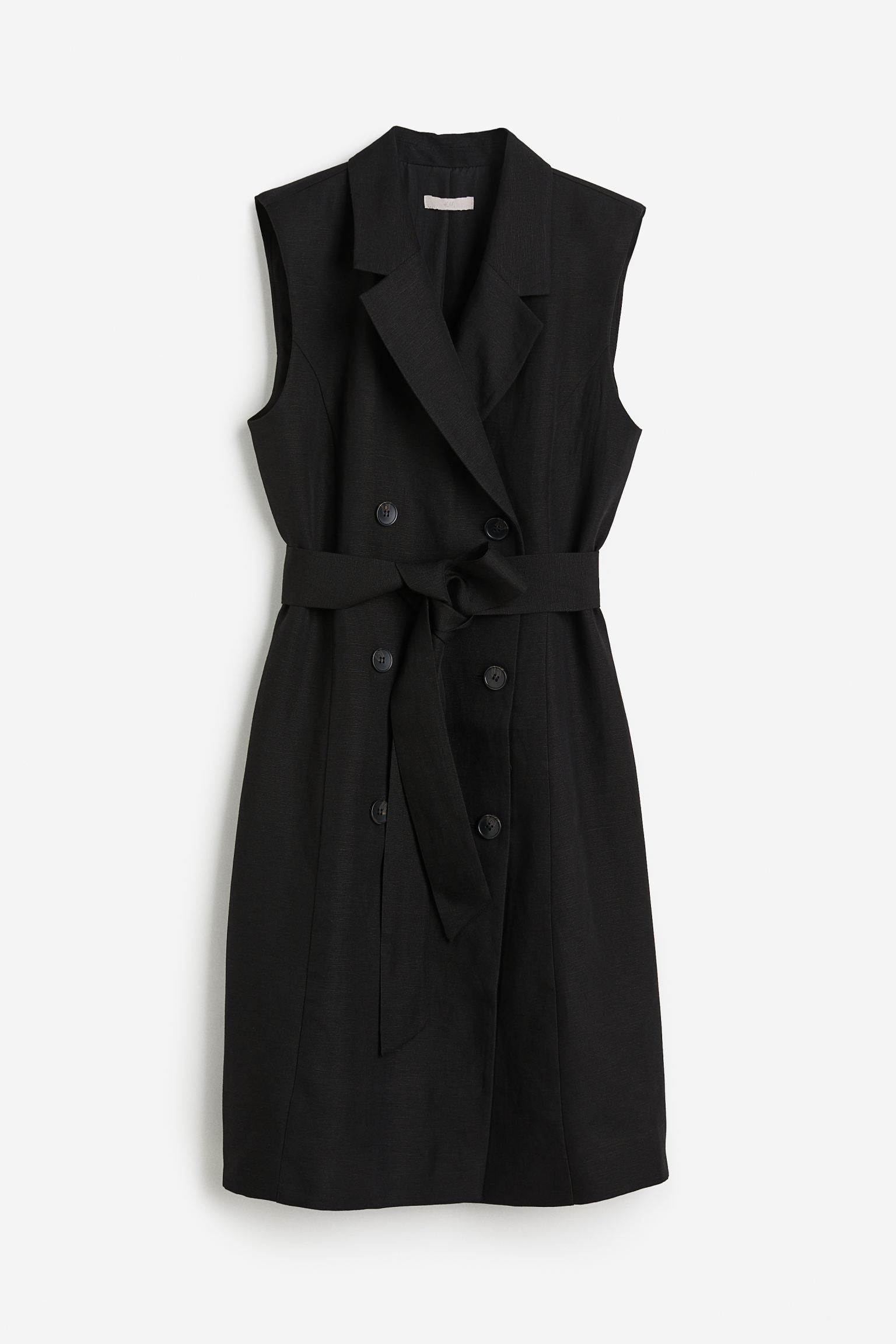 H&M Linen-blend Tie-belt dress, black