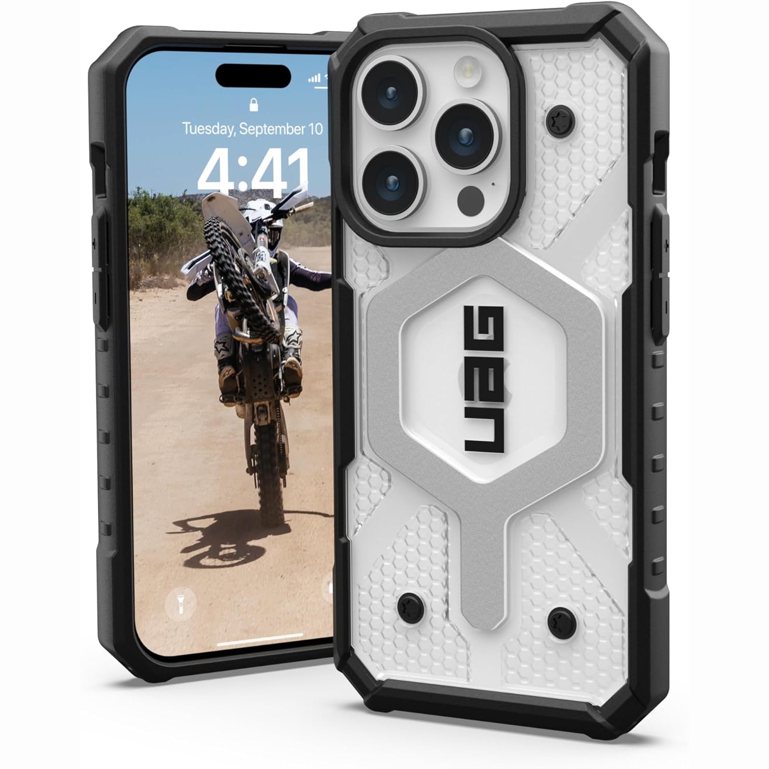 Case UAG Pathfinder for iPhone 15 Pro, Ice/Silver