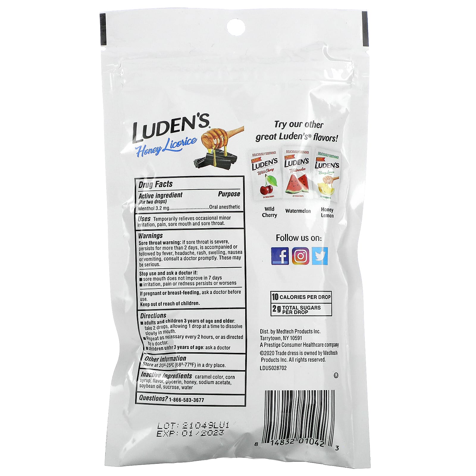 Menthol lozenges/oral anesthetic, honey licorice 30 drops for Luden's throat