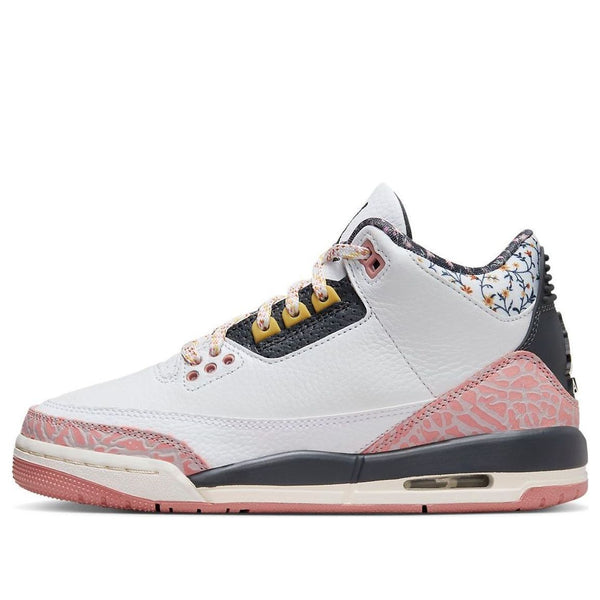 حذاء رياضي (GS) Air Jordan 3 Retro 'Vintage Floral'، أبيض