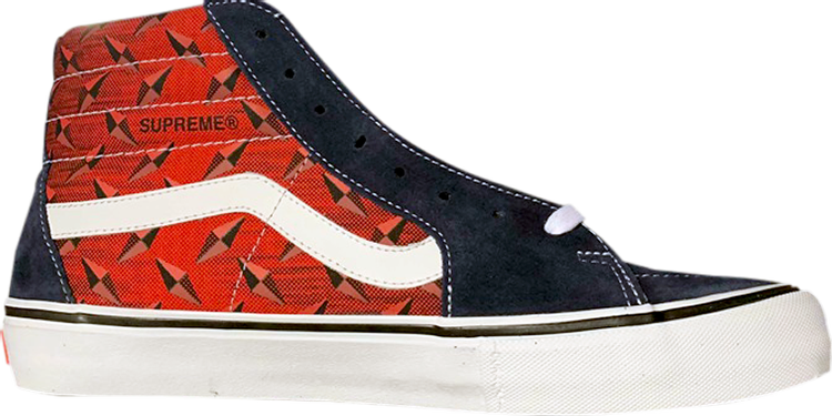 Vans Supreme x Sk8-Hi Pro Diamond Plate Navy Red, blue