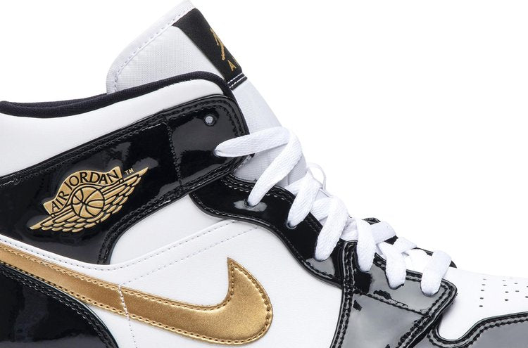 Air Jordan 1 Mid Patent Black Gold sneakers, black