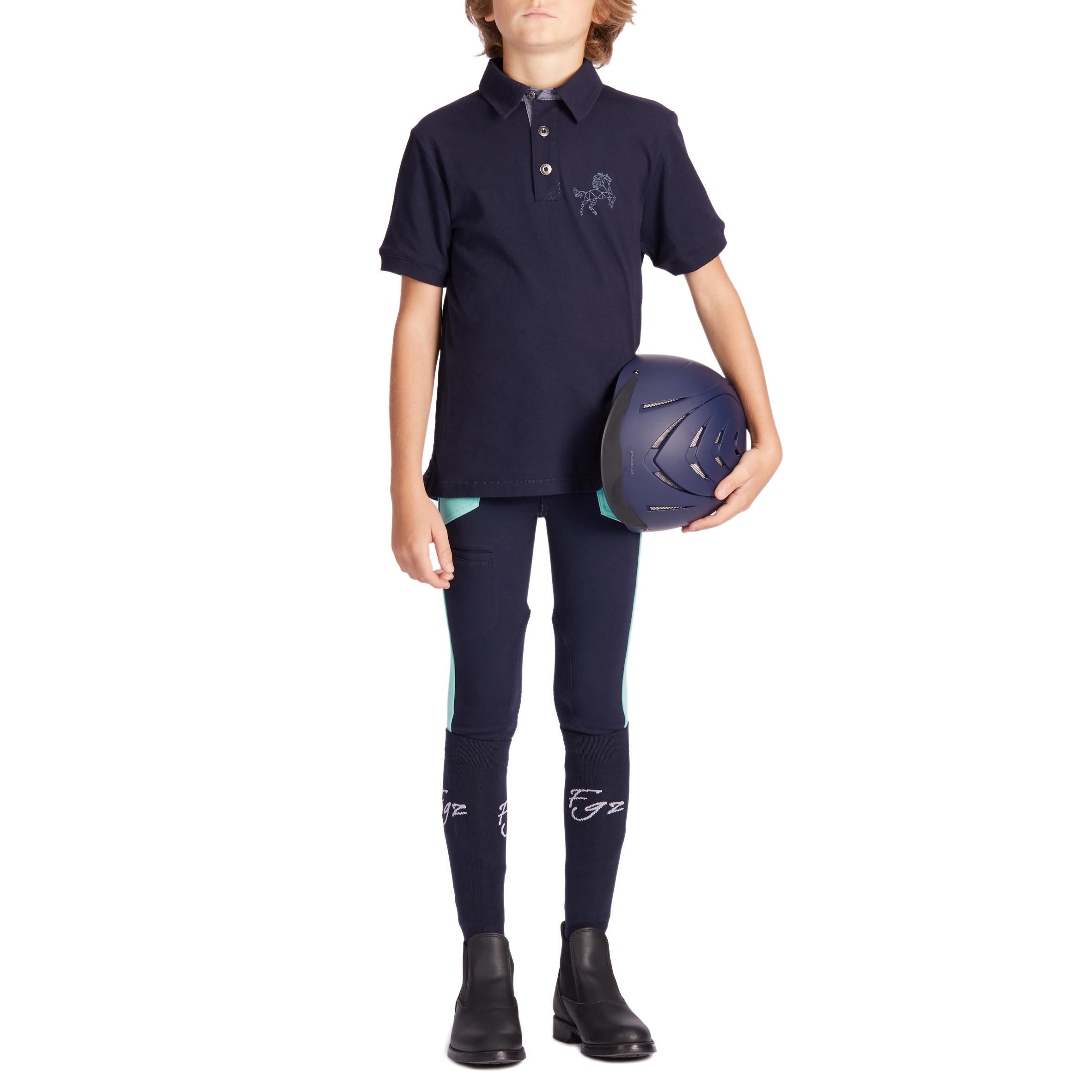 Fouganza 140 riding polo for boys, blue