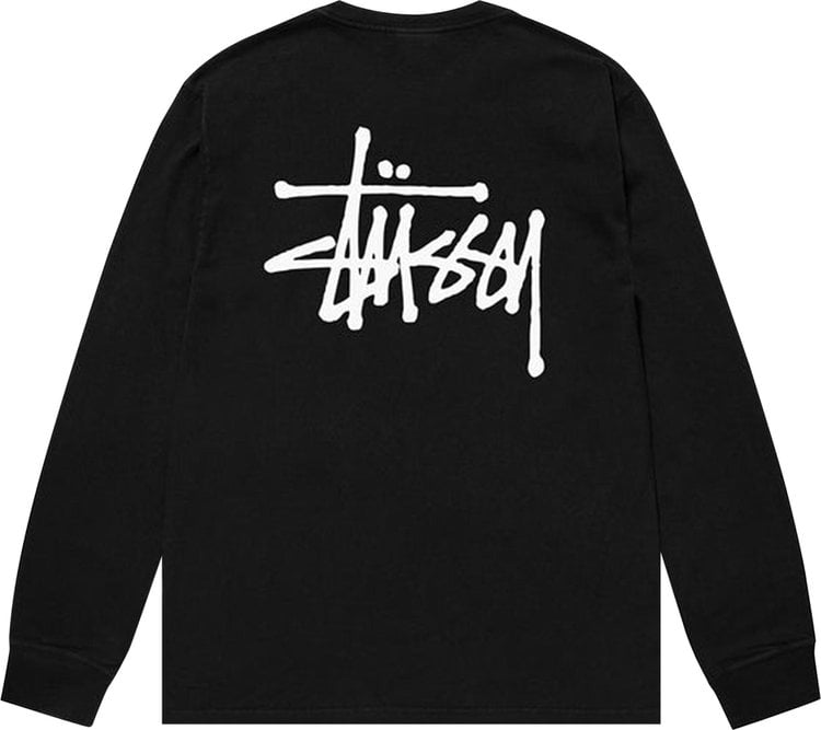 Stussy Basic Pigment Dyed Long-Sleeve Tee 'Black', black