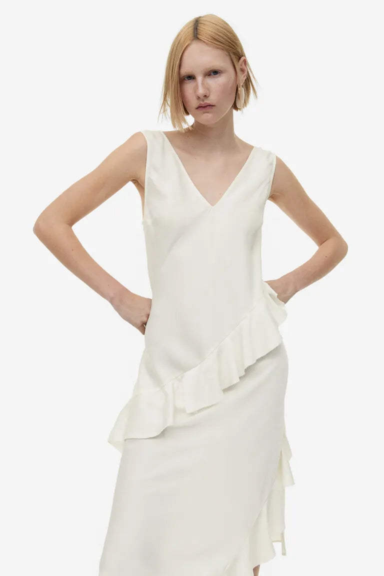 H&M ruffle dress, cream