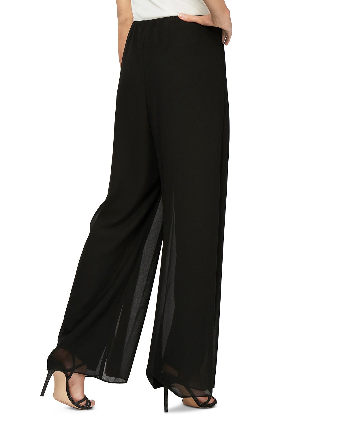 Alex Evenings Wide Chiffon Pants, Black