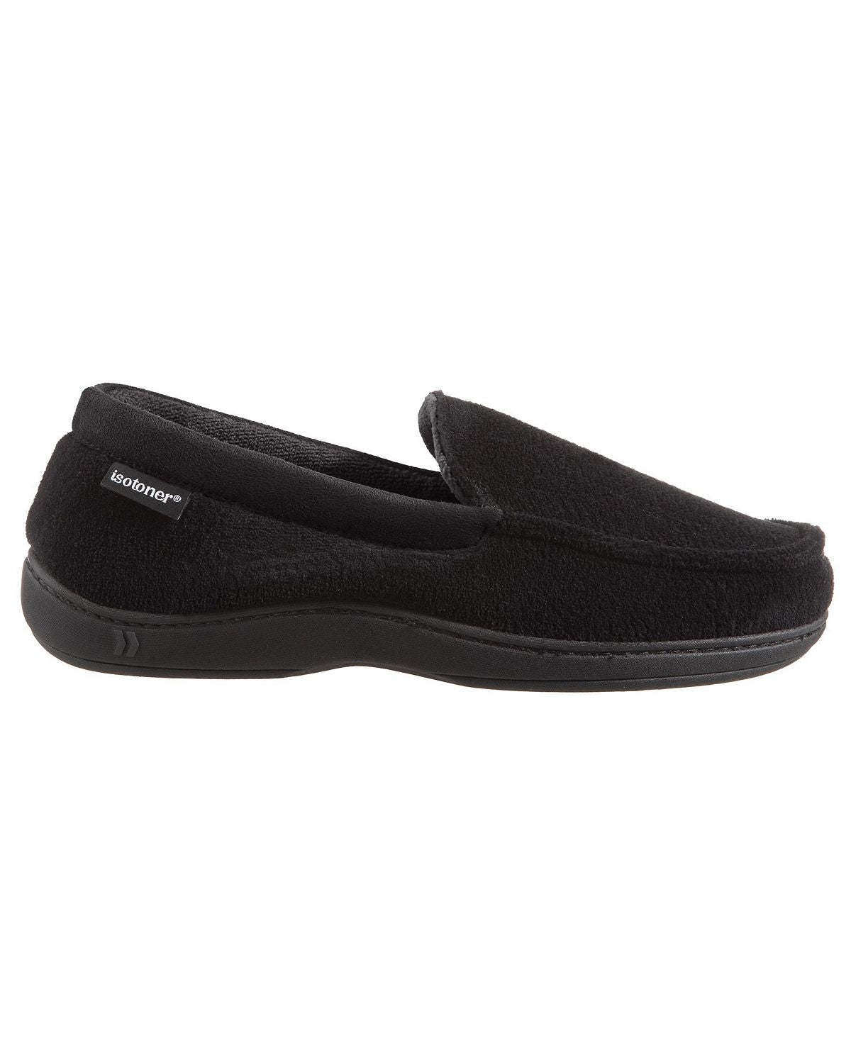 Branded men's moccasin slippers microterry jared with memory foam Isotoner, black