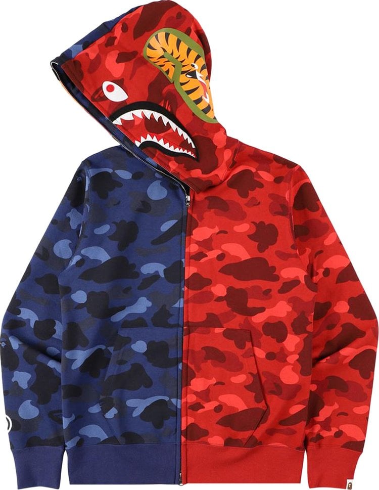 هودي بسحاب كامل من BAPE Color Camo Tiger Shark، أزرق داكن