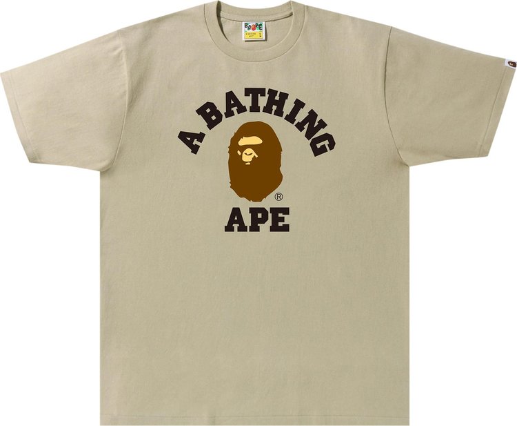 تي شيرت BAPE College Tee باللون البيج، كريمي