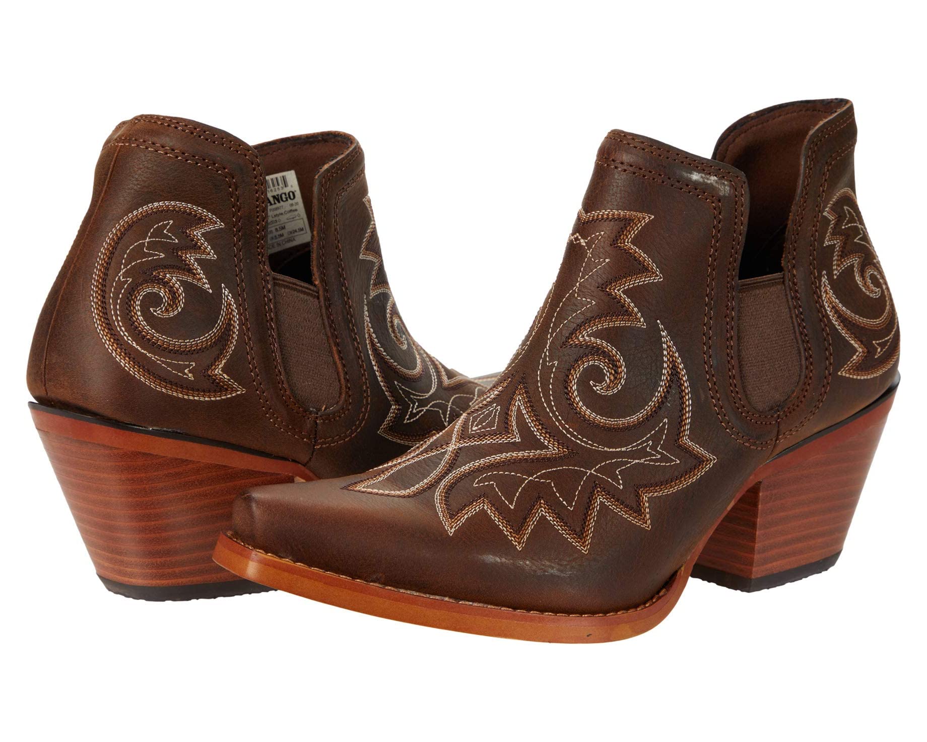 Crush 6" Bootie w/ Embroidery Durango, coffee