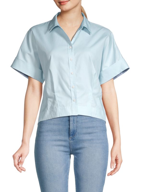 Theory Short Sleeve Button Down Shirt, Light Blue