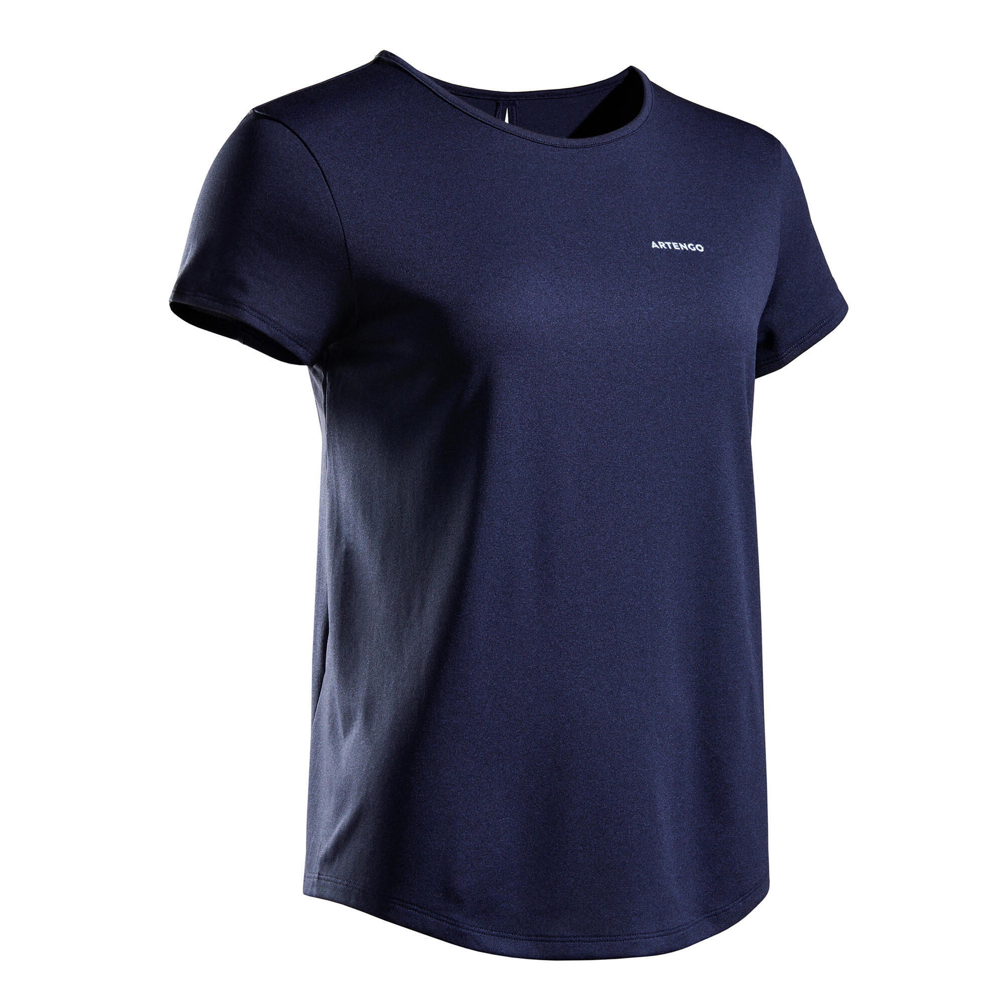 Women's round neck tennis T-shirt - Dry Essentiel 100 Club dark blue ARTENGO dark blue