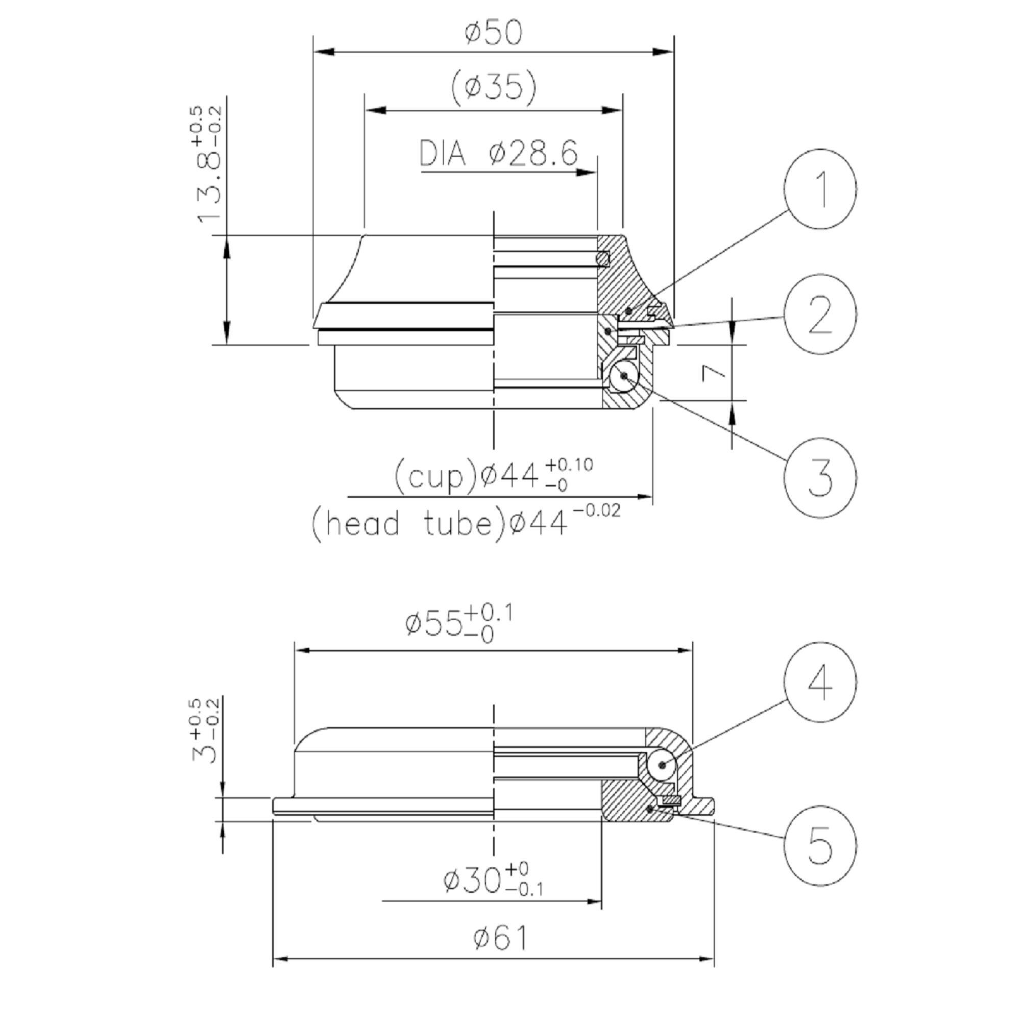 Semi-integrated steering column 1.5"-1''1/8 tapered rod ZS44/28.6 ZS55/40 ROCKRIDER