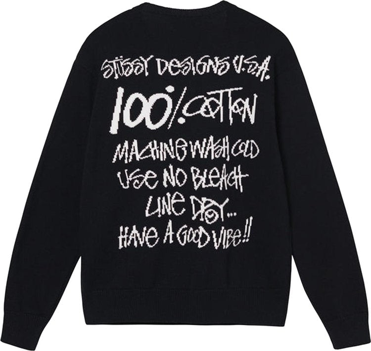 Stussy Care Label Sweater 'Black', black