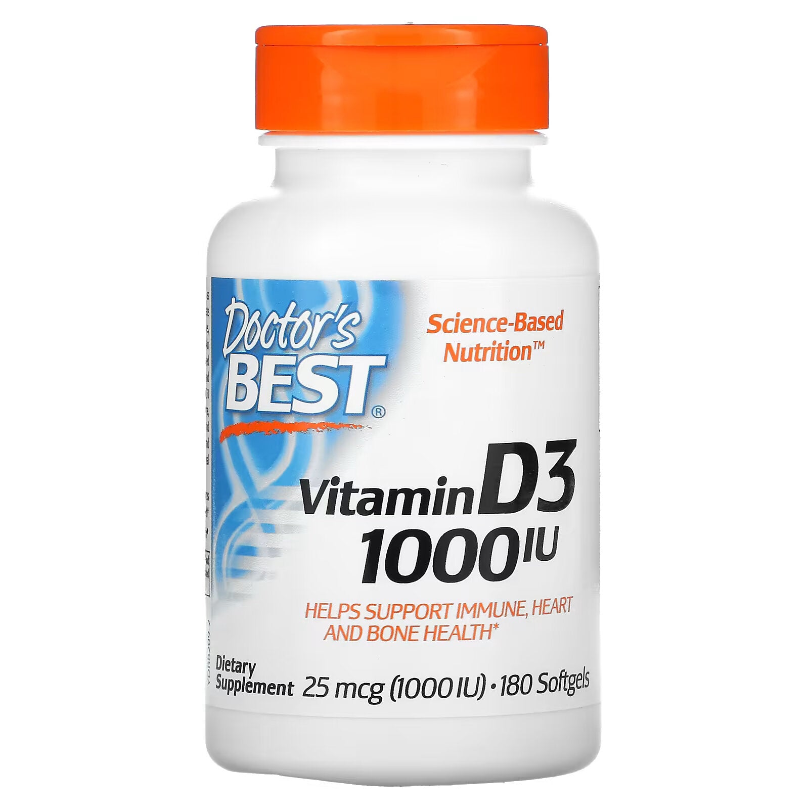 Doctor's Best Vitamin D3 25 mcg (1000 IU), 180 capsules