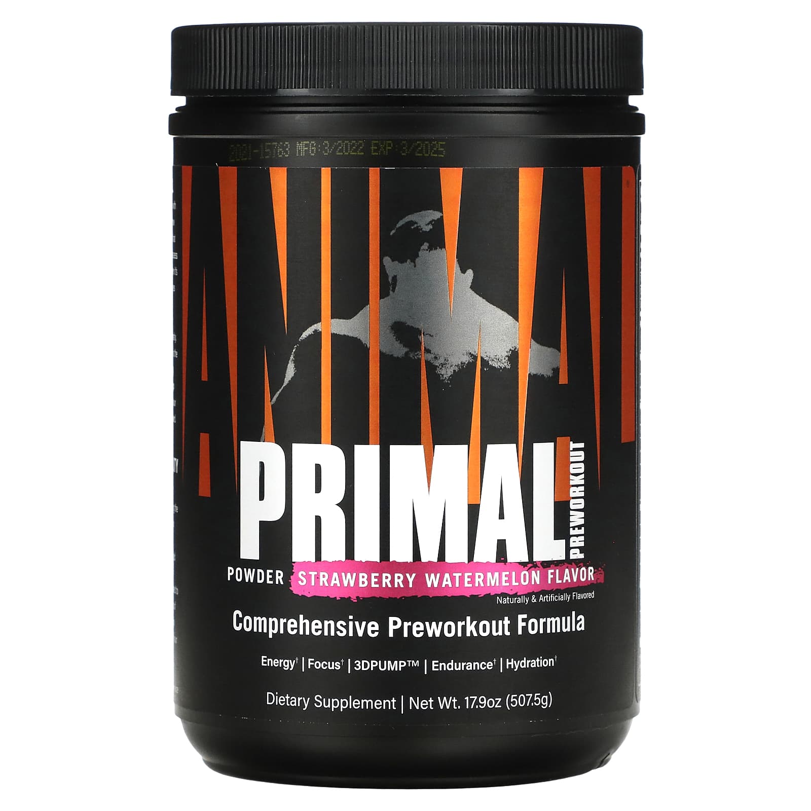 مسحوق Animal Primal من Universal Nutrition، مكمل غذائي قبل التمرين، بنكهة الفراولة/البطيخ، 507.5 جم