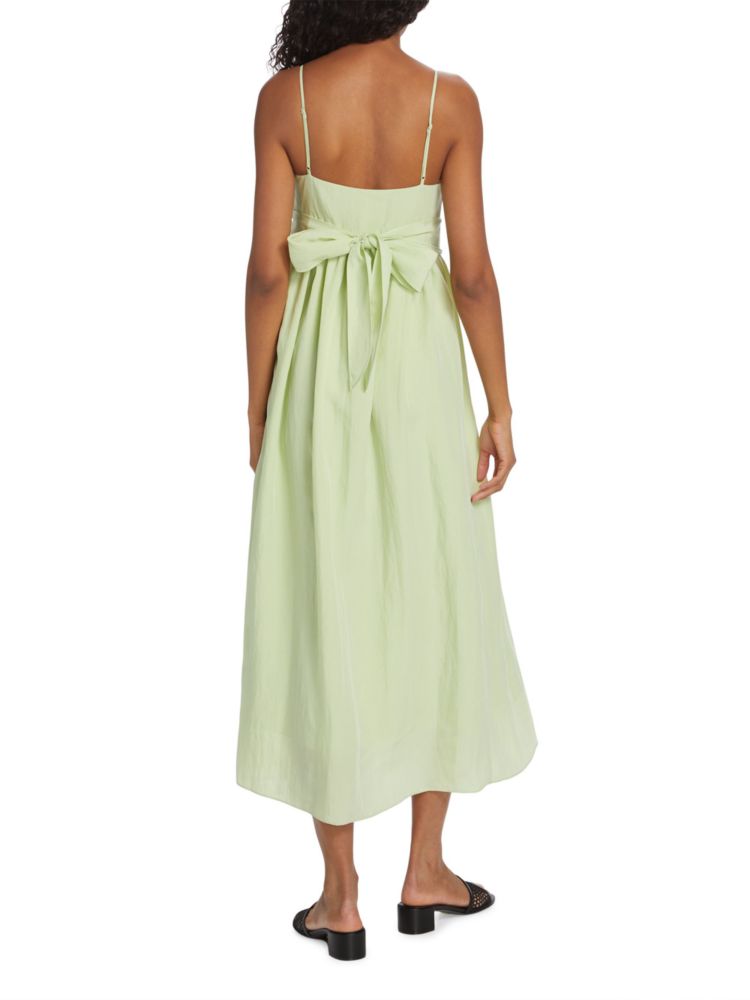 Vince Pleated Bow Maxi Dress in Sweet Grass